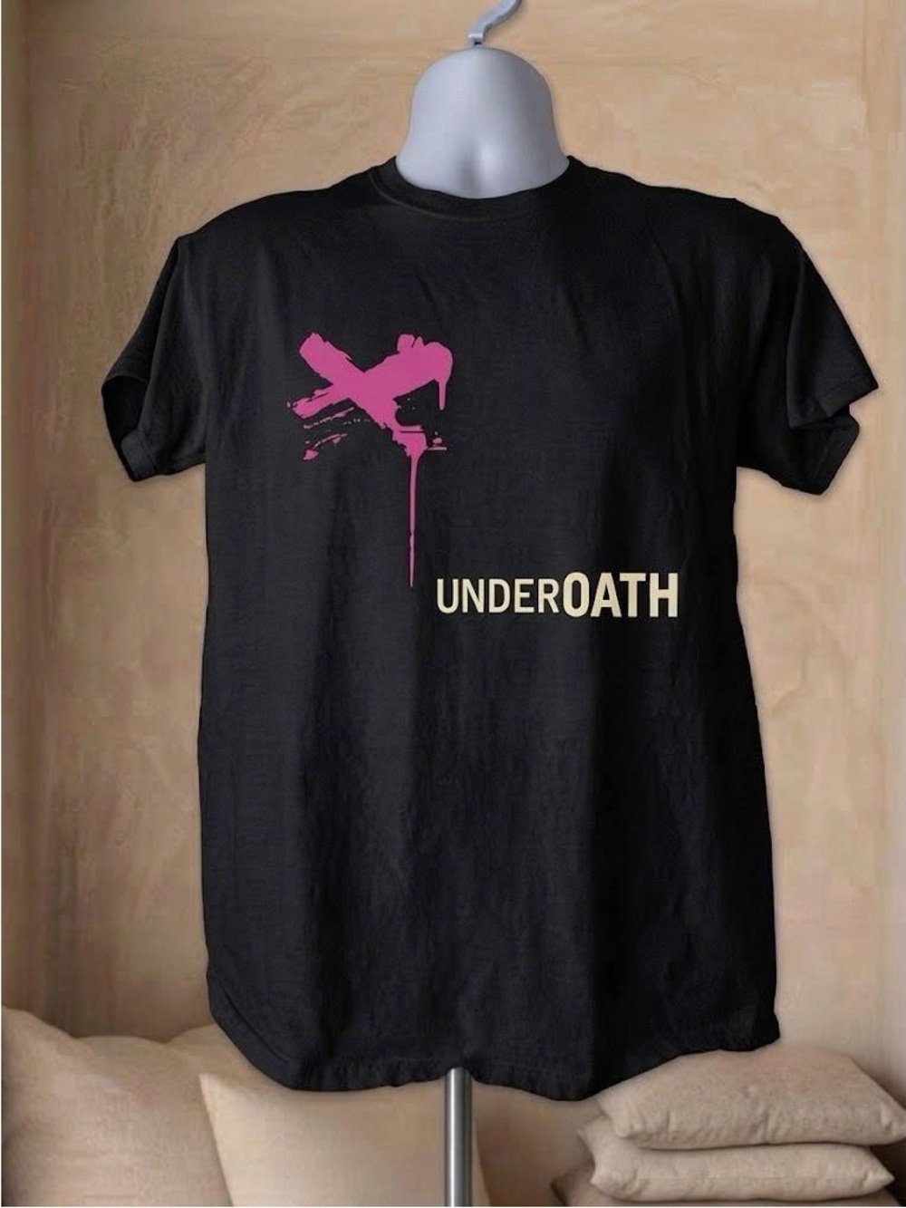 Vintage Underoath Black Short Sleeve Band Tee with Pink Graphic